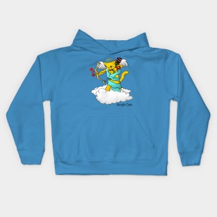 Valentine's Day Ginger Yellow Cupid Cat Kids Hoodie